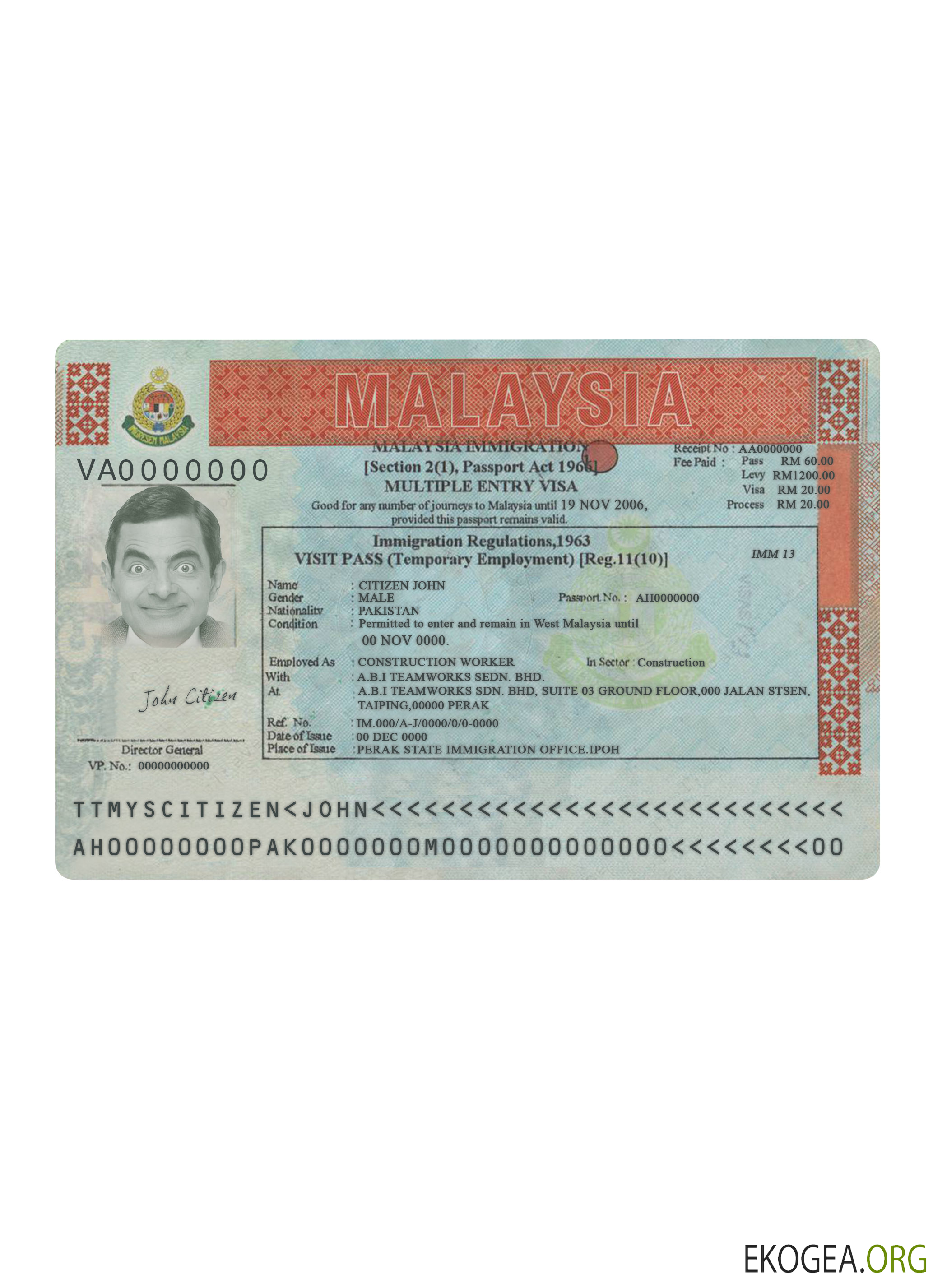 Visa à entrées multiples pour la Malaisie version 2